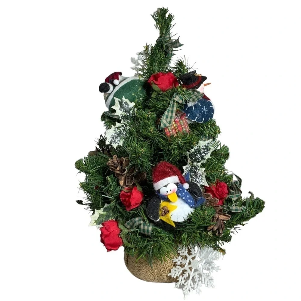 Christmas Tree Old World Vintage Hand Made Tabletop Vintage Decorated 21 inches